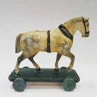 Старинная деревянная лошадка на колесах Российская империя
