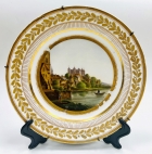 Тарелка с видом замка Фарфор Старый Париж